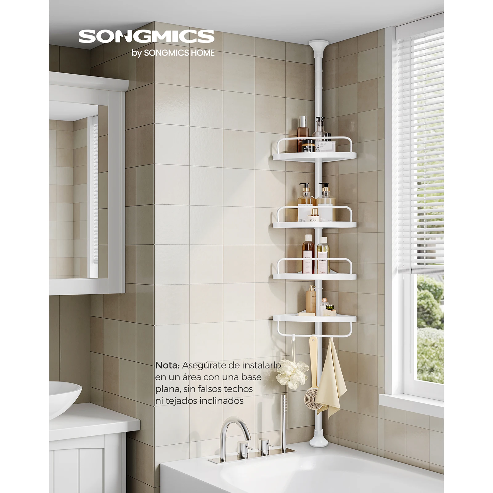 HOMCOM Organizer in Acciaio Montato a Muro con 9 Ripiani Regolabili e 5 Aste per Appendere, 249 HOMCOM Organizer in Acciaio Montato a Muro con 9 Ripiani Regolabili e 5 Aste per Appendere, 249