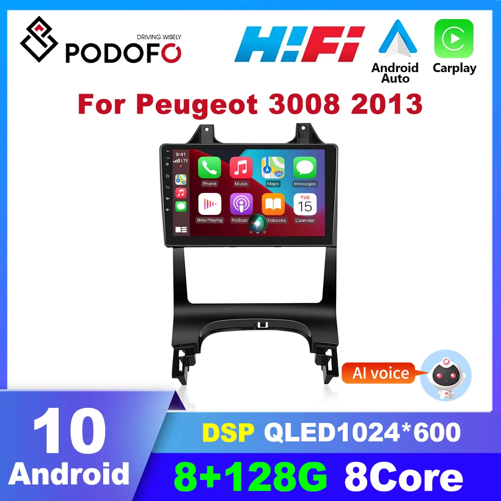Podofo 2 Din Android Autoradio Carplay Per Peugeot 3008 2013 Multimidia Lettore Video Autoradio Dsp Audio Navigazione Gps