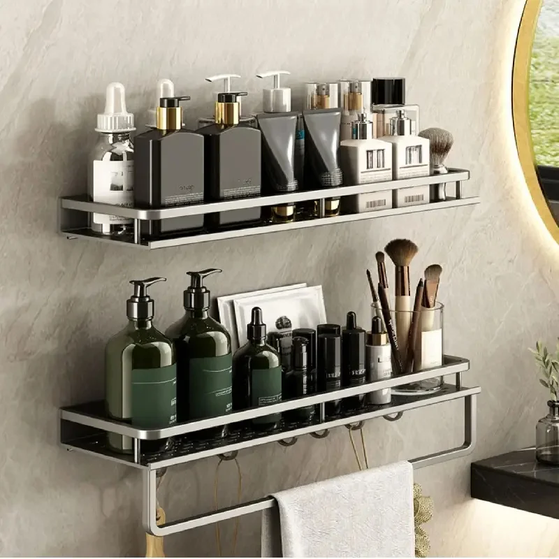 Storage rack gun gray bathroom storage rack towel rack cosmetics shelf for bathroom item storage