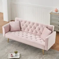 71" Modern Velvet Sofa Bed Futon, Convertible Sleeper Couch with Adjustable Backrest, Tufted Recliner Loveseat with G Customized 3