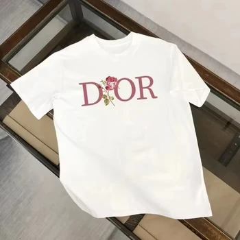 2026 Fashionable high-end pure cotton short-sleeved men's and women's round-neck casual short-sleeved shirts 1