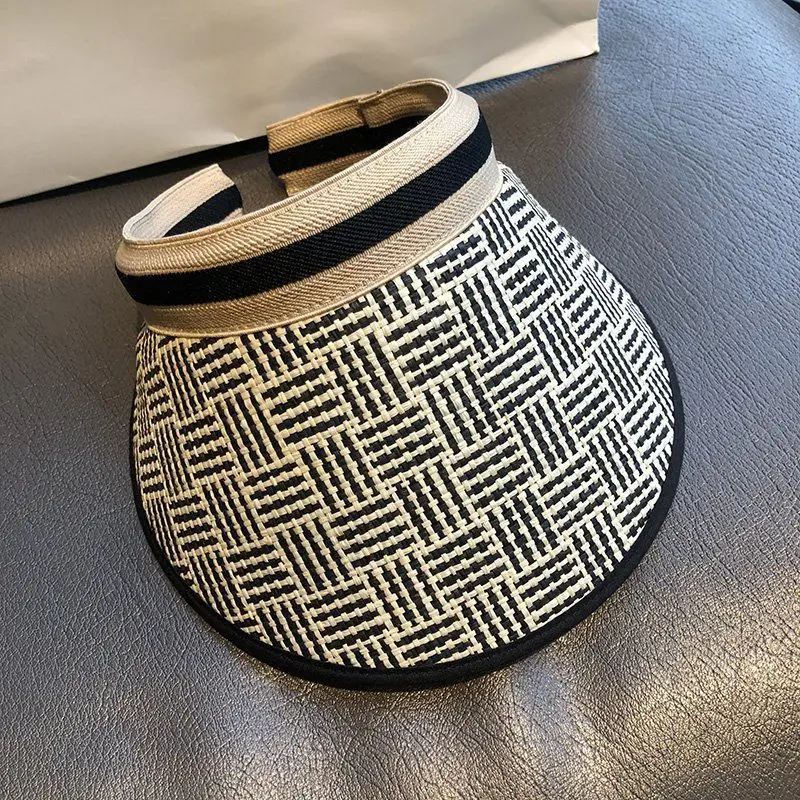Sun Hats Straw Hat Visors Beach Hat Ladies Hats And Caps Empty Top Summer Hats For Women Sun Protection Ponytail Kpop Designer