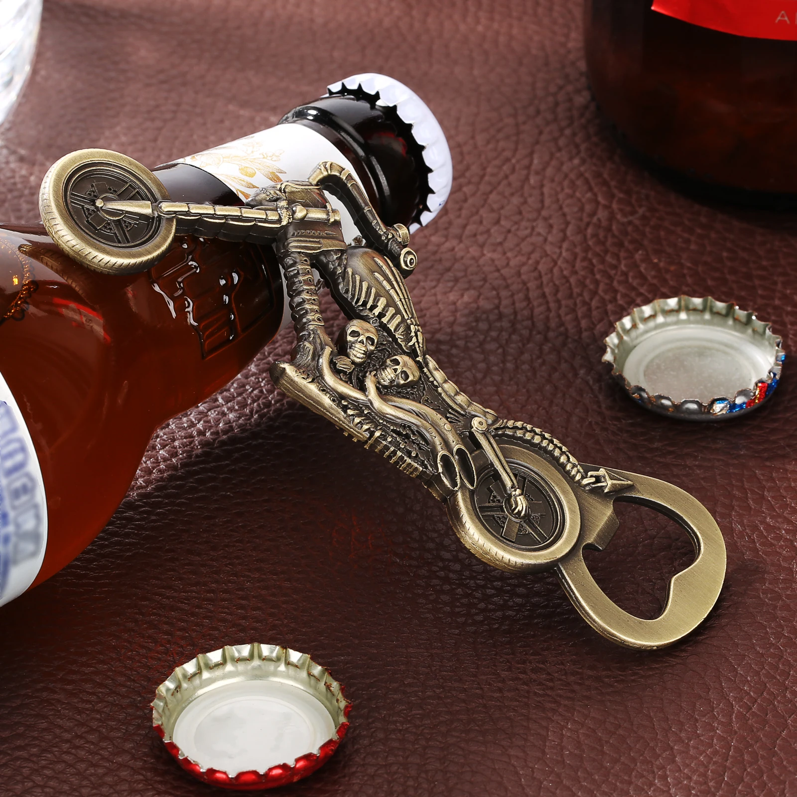 LKKCHER 해골 오토바이 맥주 병따개 남자를위한 럭셔리 선물 세트 멋진 ..
