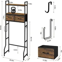 Over The Toilet Storage Cabinet with Fabric Drawers Bathroom Storage Over Toilet Fit Most Toilets, Rustic Brown 2