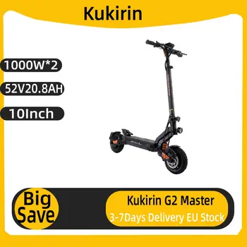 Monopattino Elettrico per Adulti KuKirin G2 Master, Doppio Motore 1000W*2, Tutto Terreno, Batteria 52V20.8AH, Pneumatici da 10 Pollici, E-Scooter Pieghevole