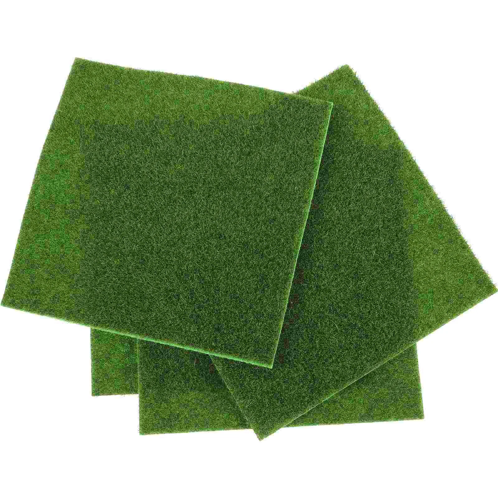 4Pcs Artificial Grass 15x15cm PVC Green Lifelike Moss for Mini HouseDecoration Easy Maintain Gardening Carpet 3