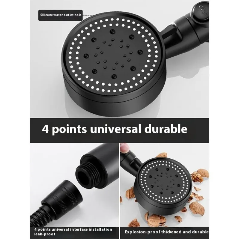 High Pressure Shower Head 6 Modes Adjustable Showerheads with Hose Water Saving One-Key Stop Spray Nozzle Bathroom Accessories