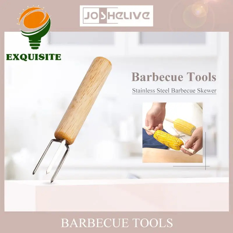 Forchette Di Mais Forchette Per Alimenti Ago Per Arrosto Di Mais Spina Per Mais Barbecue Salsiccia Di Manzo Frutta Manico In Legno Forchetta Accessori