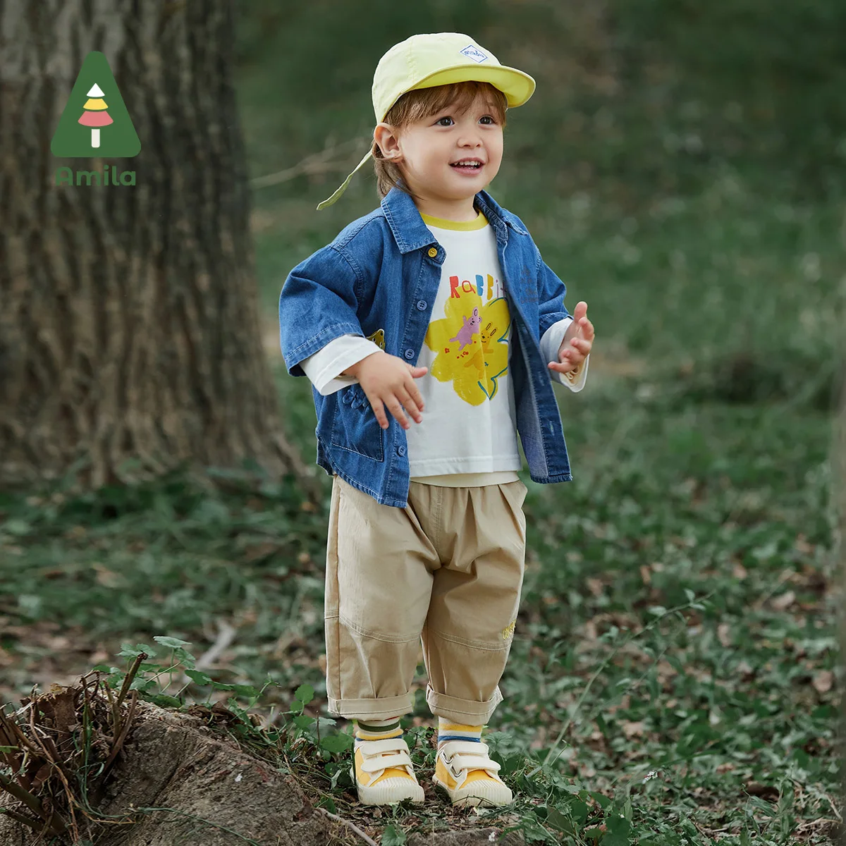 Amila Baby Boys Demin Shirt Spring New 100% Cotton Long Sleeves Top Fashion Soft Cowboy Three Quarter Sleeve Kids Outwear