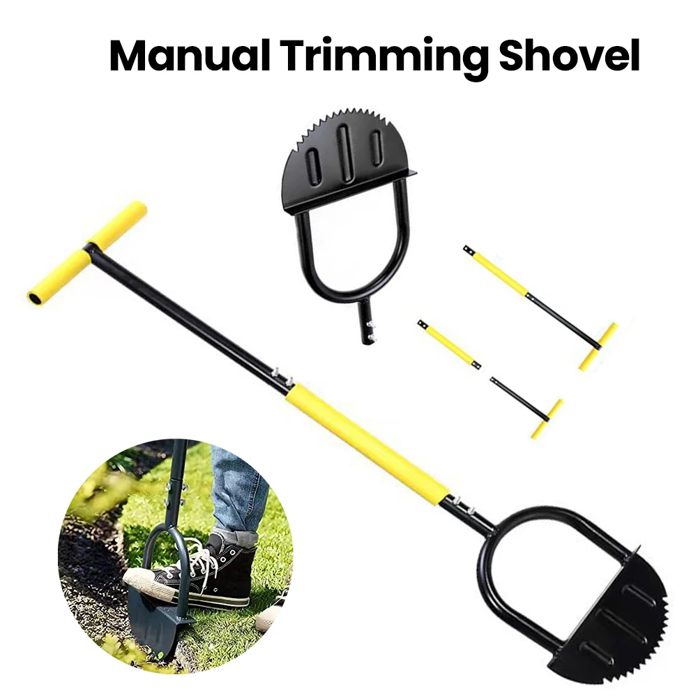 Manual Trimming Shovel With T-Grip Half Moon Serrated Lawn Trimmer Multifunctional Reinforced Gardening for Home Garden Supplies