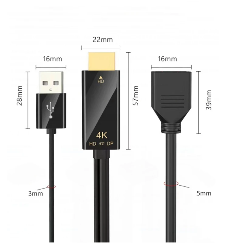 HDMI ȣȯ -÷ Ʈ -ȯ ̺, 4K @ 60Hz HDMI-DP ȯ  ̺ ȣȯ 
