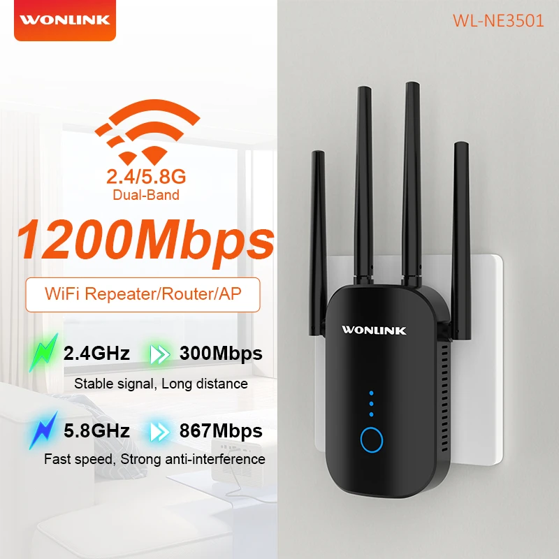 Comfast-repetidor WiFi inalámbrico de 1200Mbps, extensor WiFi WPS