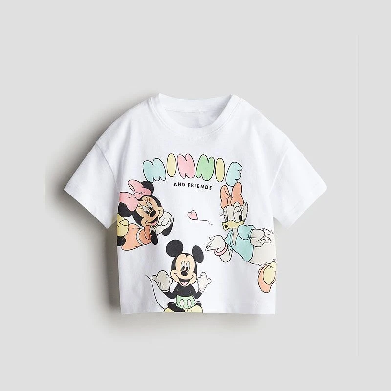 Mickey Mouse TShirt Cartoon Print Short Sleeve T For Boys And Girls Loose Casual Sports Tops Children Cotton Fashion White Tees 4