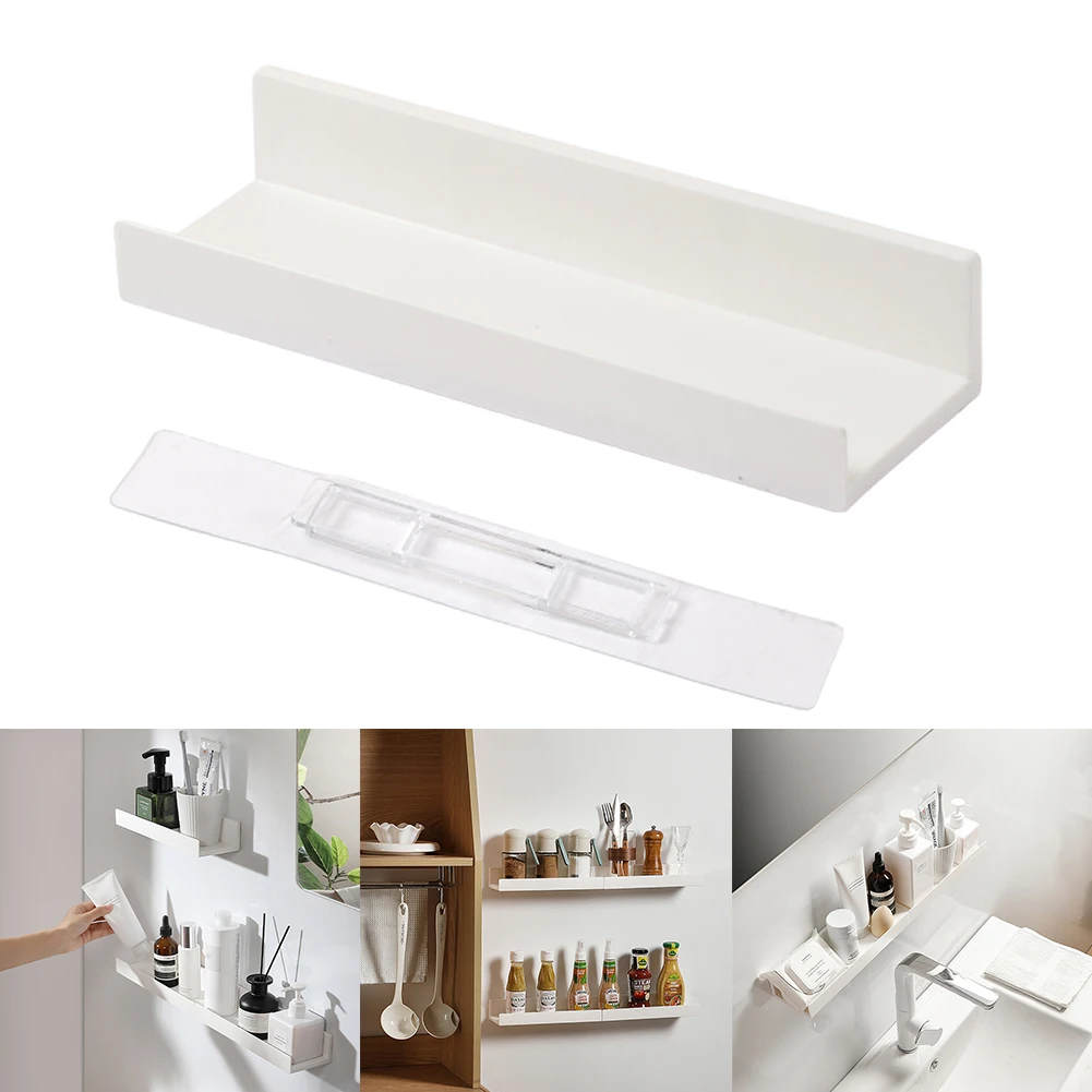 Bathroom Shelf No Drill Organizer Shower Storage Rack White Corner Shelves Wall Mounted ABS Toilet Shampoo Holder For Kitchen