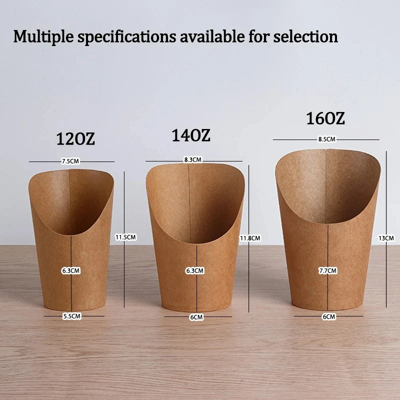50/100PCS Disposable Kraft Paper French Fry Cups, Potato Chips Holder, Charcuterie Snac... - SKU PFFC1127 - UGI Packaging