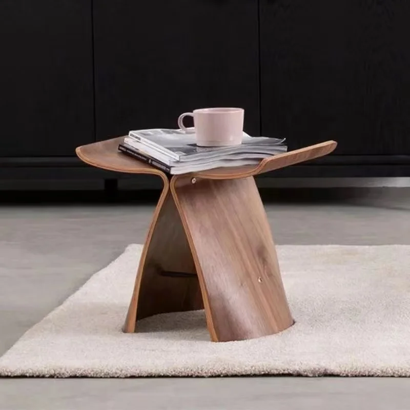 Butterfly Stool shopping mall low bentwood stool ottoman small Curved Wooden