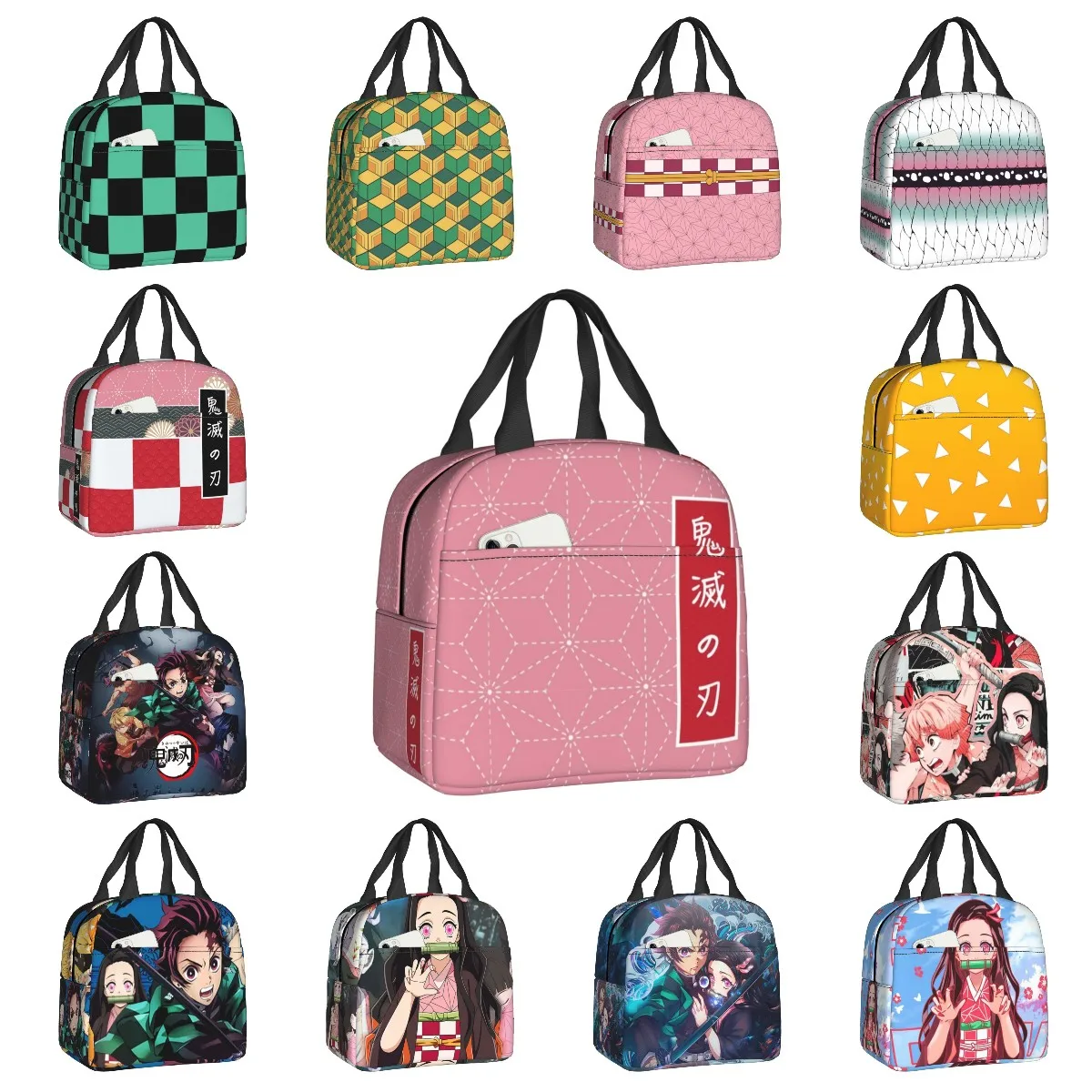 Anime Thermal Insulated Lunch Bag Women Demon Slayer Nezuko for Outdoor Picnic Storage Food Box Kimetsu No Yaiba