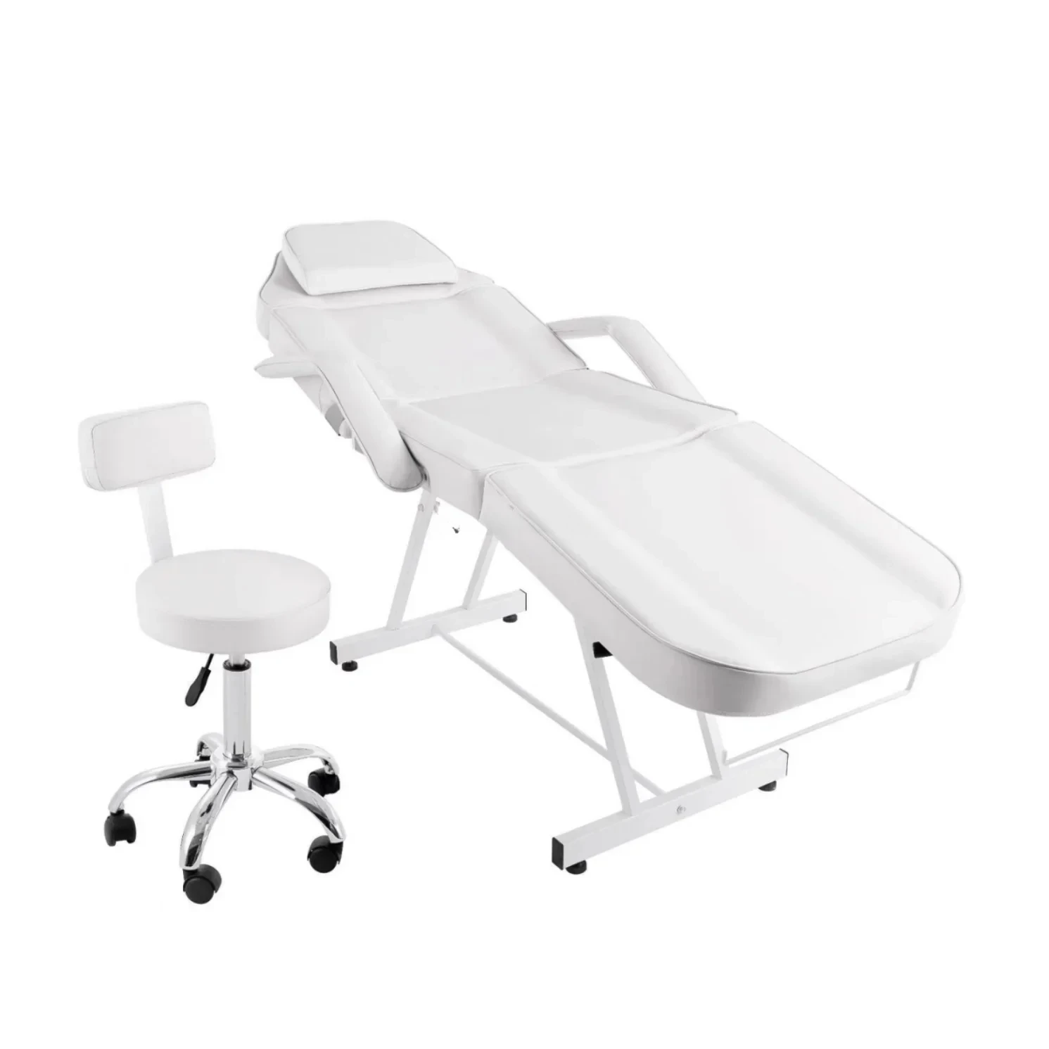 Portable Beauty Bed for Home Use Massage Bed with Technician Chair  Comfortable 4-fold Barber Chair Beauty Chair 3