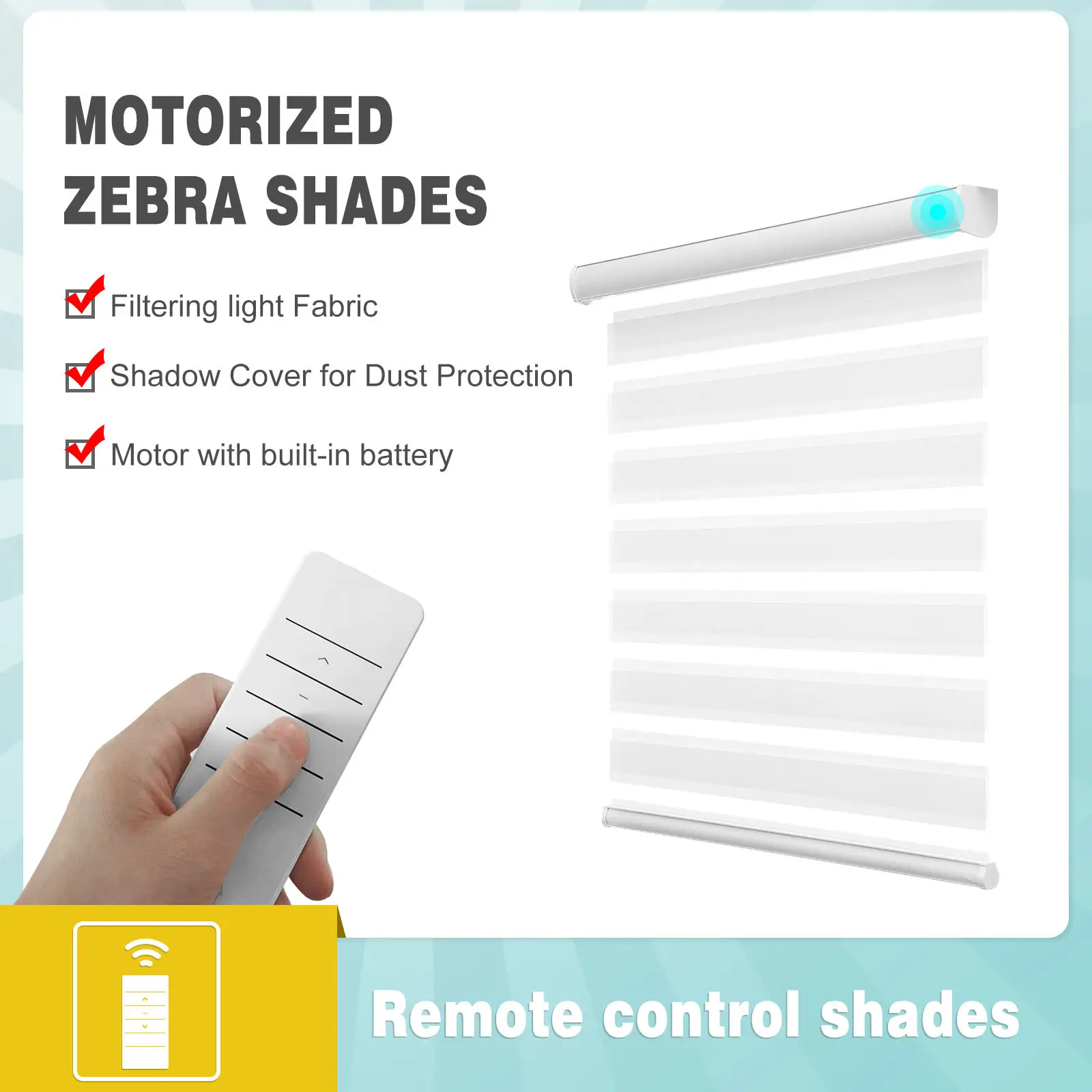 Cordless Motorized Zebra Blinds – WiFi & Tuya Remote Control, Blackout 3