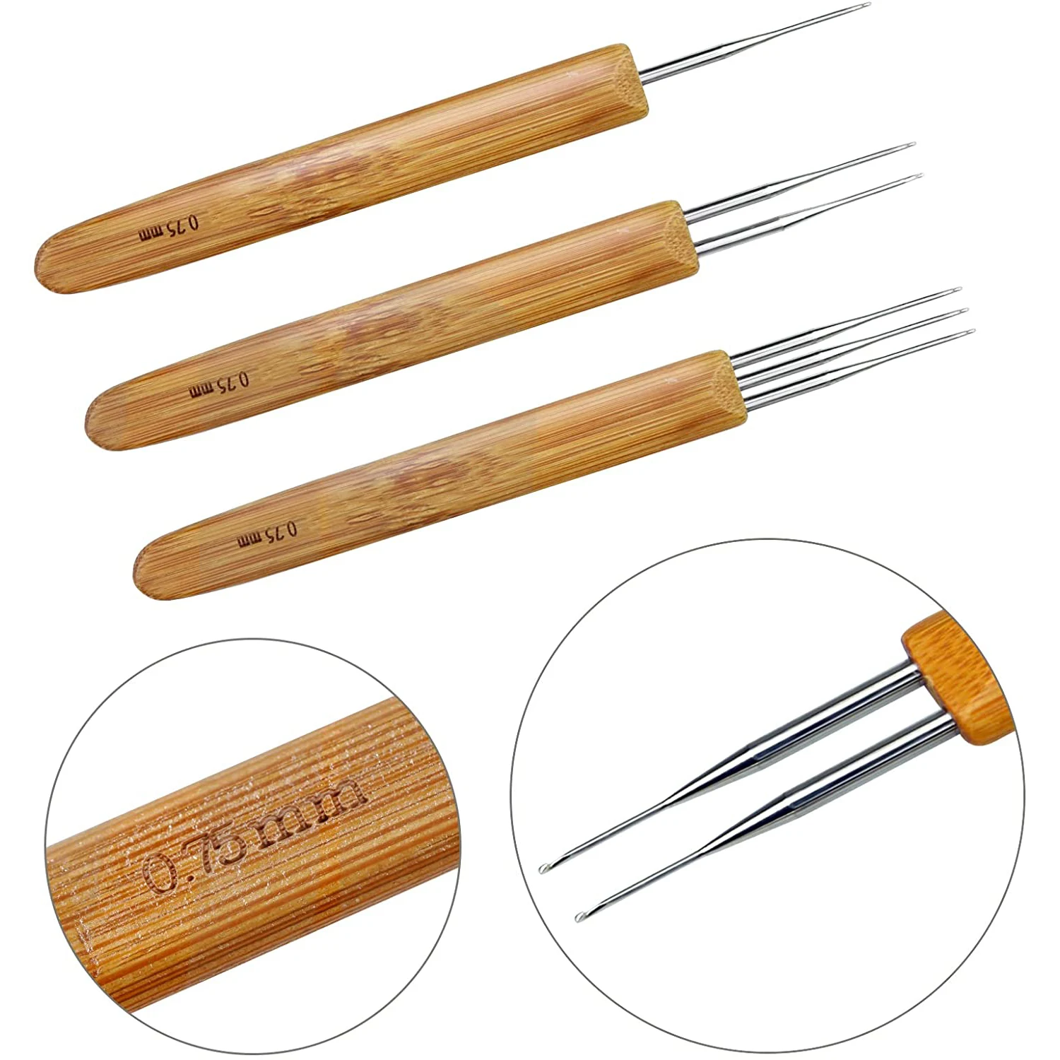 Dreadlock Crochet Needle - 5 Piece Set of Loc Crochet Needle for  Interlocking and Braid Craft Perfect for Dreadlocks and Crochet Hai (0.5mm,  0.75mm)