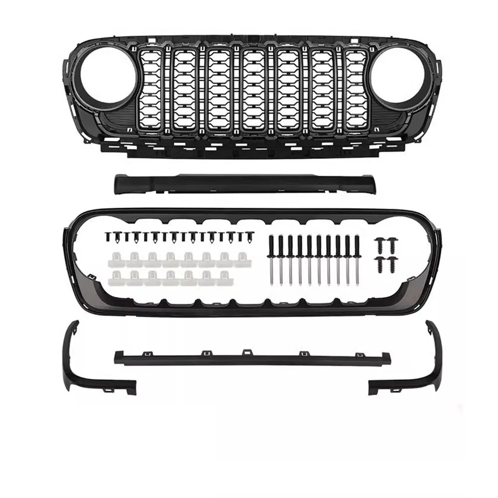 フロントグリル,ジープラングラーjl 2018-2024,上位グリッド,フロント