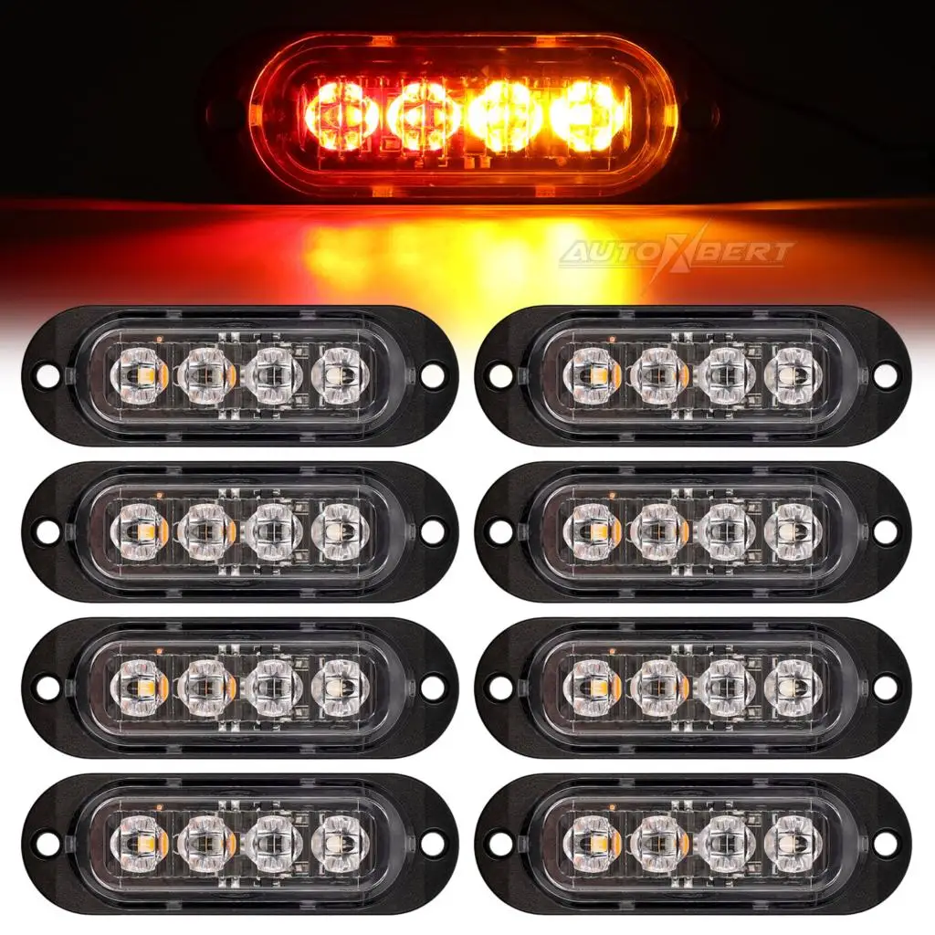 

8pcs Oval Waterpoof Outline Side Marker Signal LED Tail Light Red+Amber Rear Lamp Truck Trailer Caravan Camper Pickup VAN UTE RV