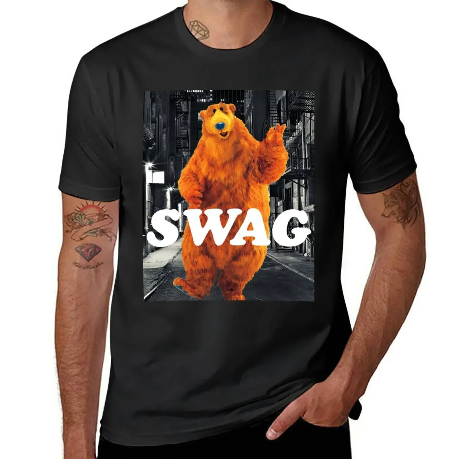 

Bear in the hoodSwag T-Shirt quick-drying anime t shirt for men