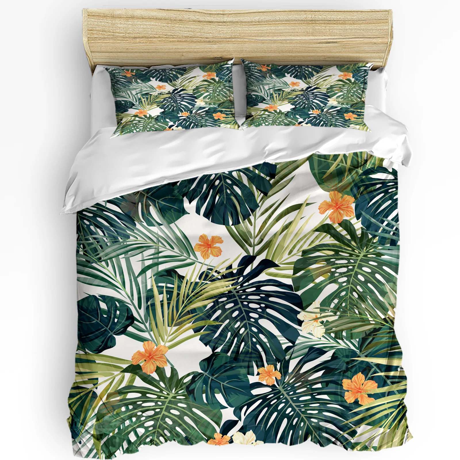 

Turtle Leaf Tropical Jungle Green Plants Bedding Set 3pcs Duvet Cover Pillowcase Quilt Cover Double Bed Set Home Textile