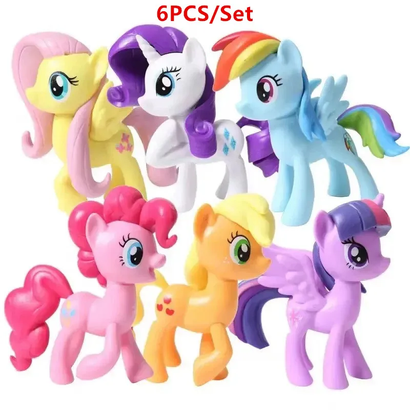 6-teiliges Set Kleine Poni Actionfiguren Spielzeug Cartoon Anime Twilight Sparkle Modellpuppe Raumdekoration Geburtstagsgeschenk