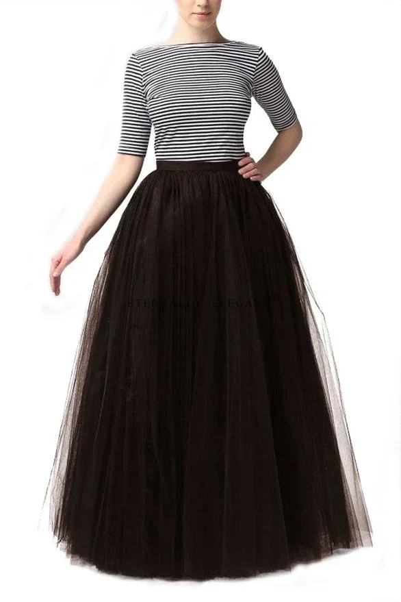 Tulle Tutu Skirt Petticoat Skirt Petticoat Underskirt Long Floor Length 4 Layers Dance Tutu Skirts Womens Puffy Party Skirts 6610