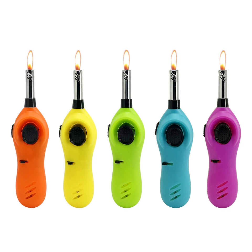 5-Pack Refillable Butane Long Neck Utility Lighters - Adjustable Flame Multi-Purpose Lighters