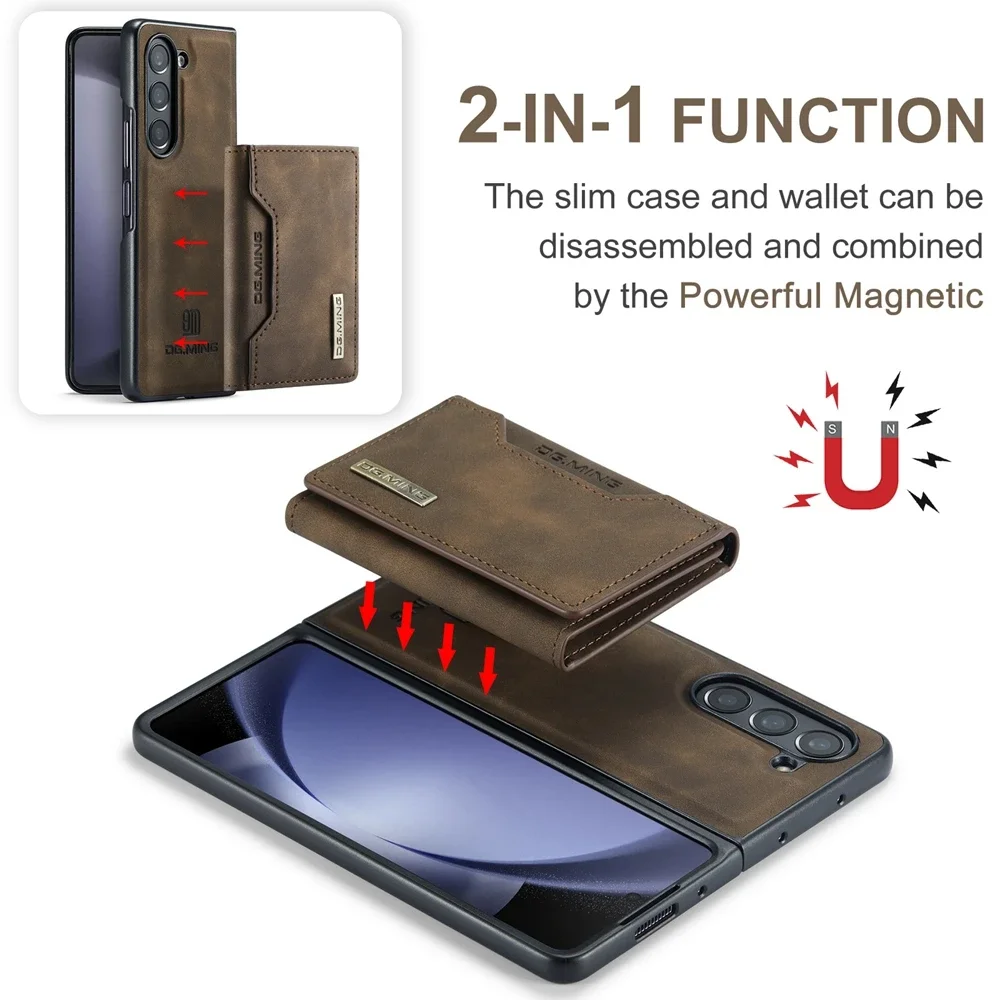 2-in-1 Leather Wallet Case with Magnetic Card Holder and Kickstand