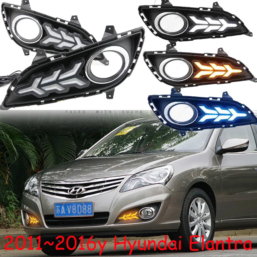 

1set car bumper headlight for Hyundai Elantra daytime light 2011~2016y DRL car accessories LED headlamp for Elantra fog light