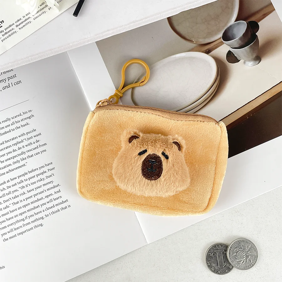 Cute capybara plush coin purse cartoon kapibala doll creative money bag school bag pendant fashion storage pouch storage bag