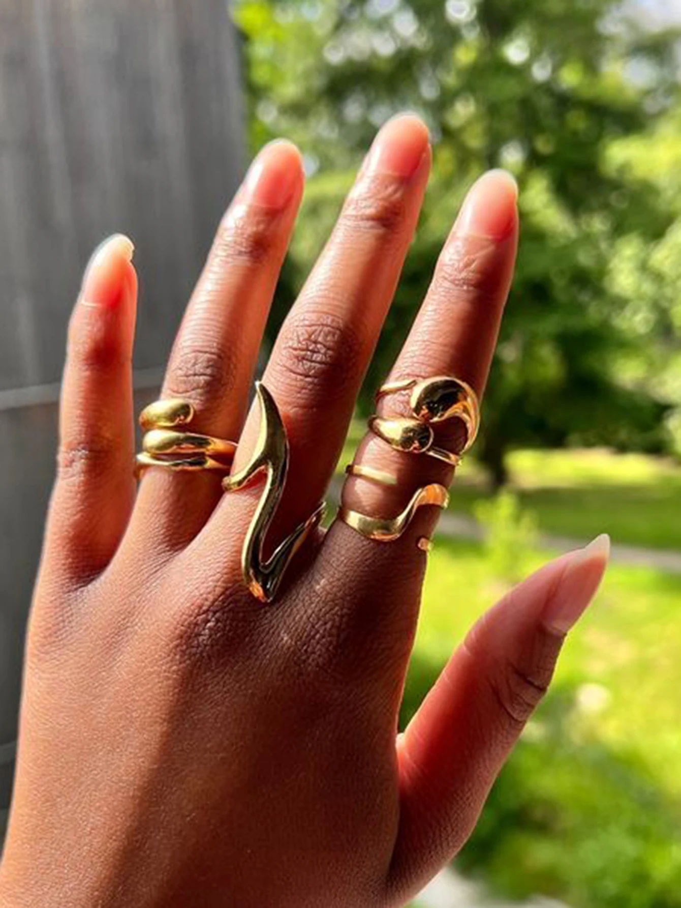 Punk Geometric Smooth Ring Set - Fashionable Daily Jewelry Accessory