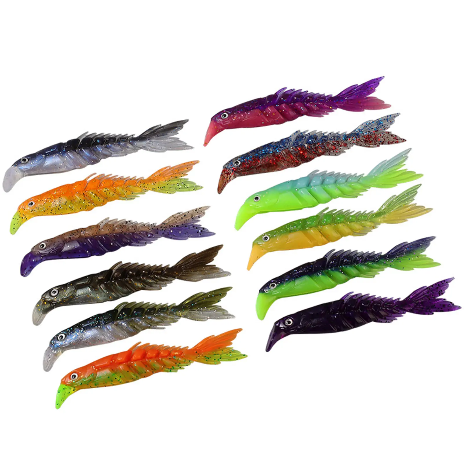 

7pcs Soft Plastic Lures Baits Multi-Jointed Fishing Lure for Bass Snakehead Yellow Cheek Carp