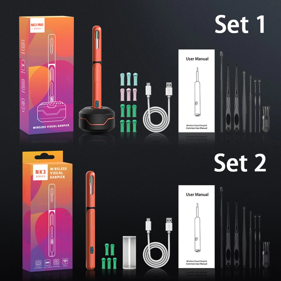 Reiniger met camerasticks, otoscoop, USB-C oplaadbaar, endoscoop, oorwasverwijderaar, oorlepeltje, mini-camera, oorreinigingsset_voghion.com
