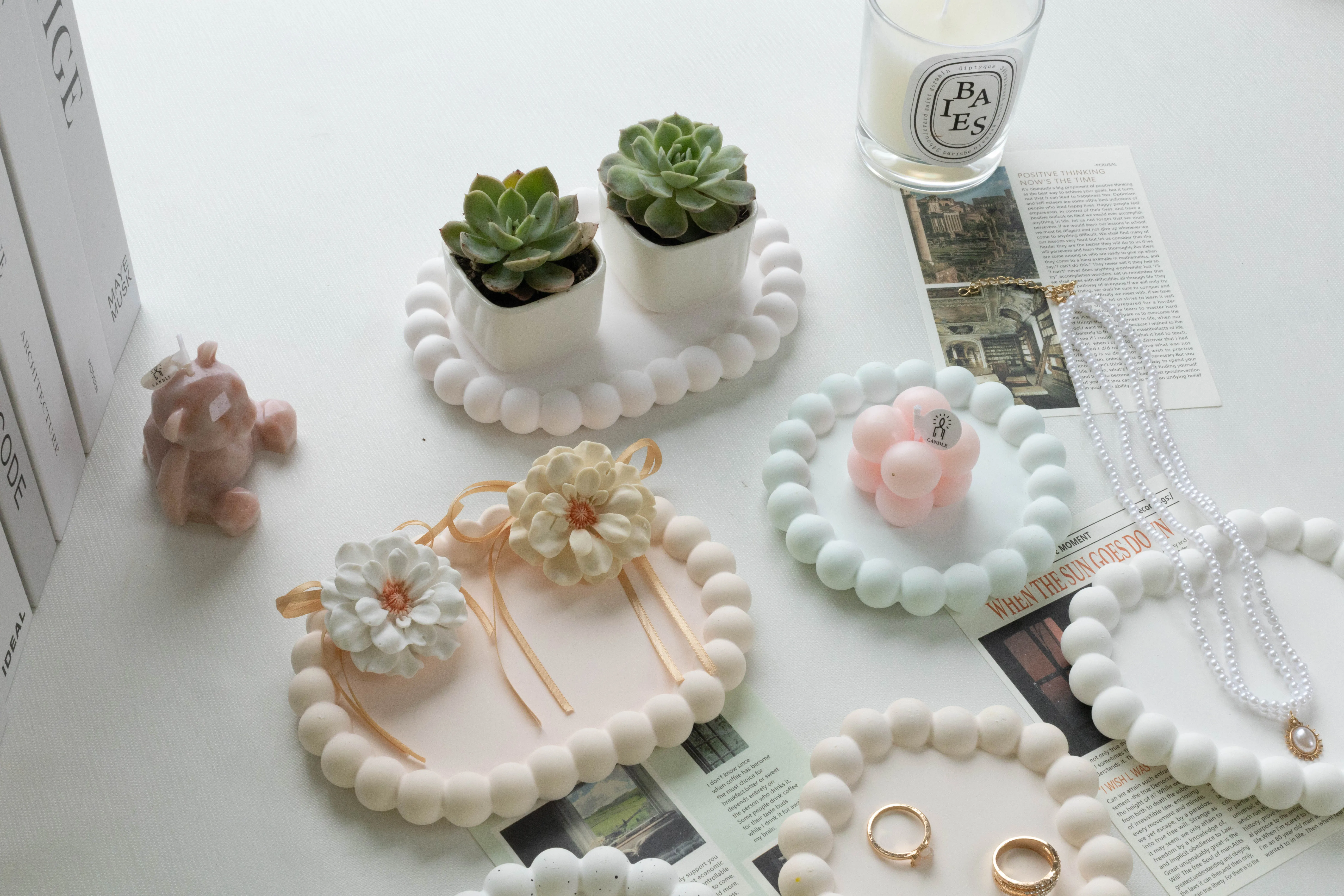 Plaster Tray Rings Storage Plate Photo Props Nail Jewelry Display Matte Decorative Pieces