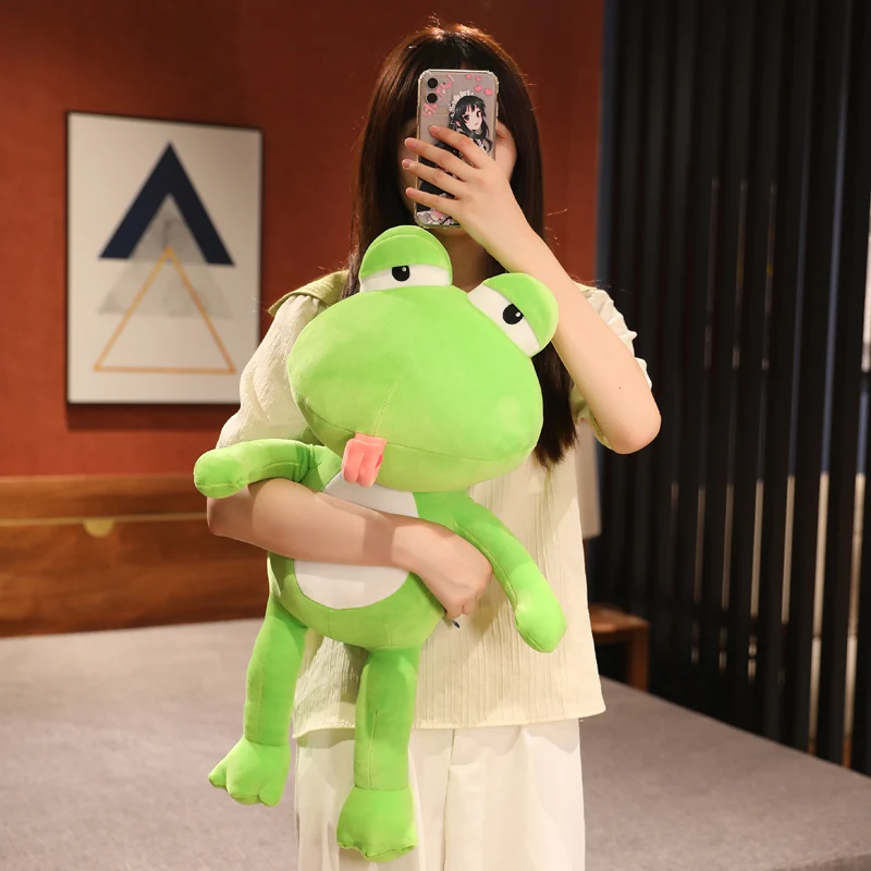 30/45/55cm Kawaii Big Eyes Frog Plush Toy Stuffed Soft Frog Doll with  Adjustable Tongue Creative Pillow Doll Toys for Kids Girl - AliExpress