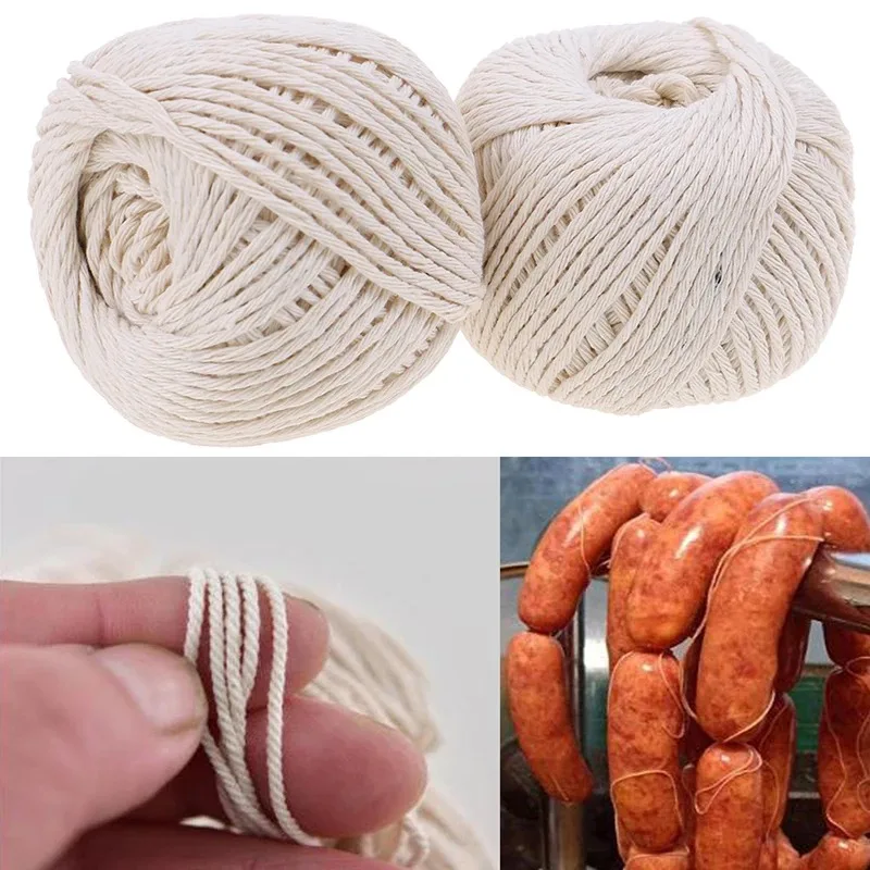 1Roll 229-feet Cooking Tools Butcher's Cotton Twine Meat Prep Trussing Turkey Barbecue Strings Meat Sausage Tie Rope Cord