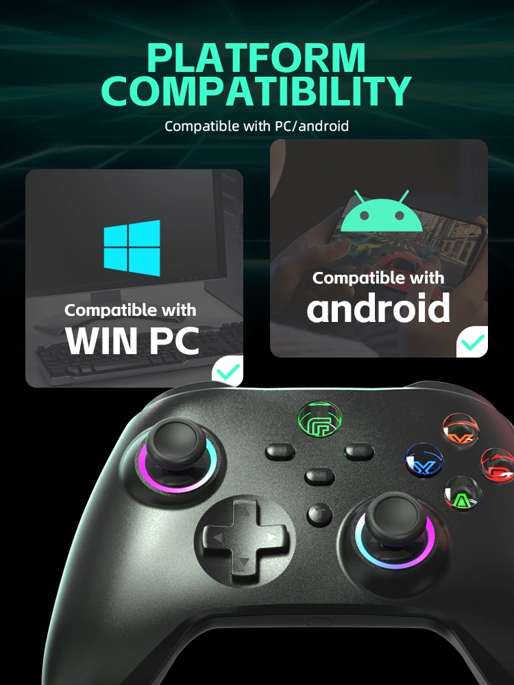 DATA FROG PC 게임 컨트롤러 무선 및 유선 컨트롤러, PC 닌도 스위치, 안드로이드 폰, 홀 트리거 터보 컨트롤 PC