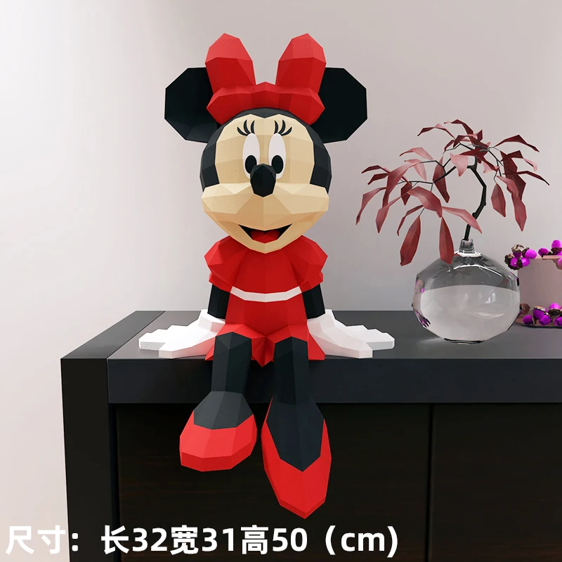 Mickey Mouse Donald Duck Paper Model Anime Figures Snoopy Stitch Winnie Hello Kitty Papercraft 3D DIY Handmade Toy MINISO Disney