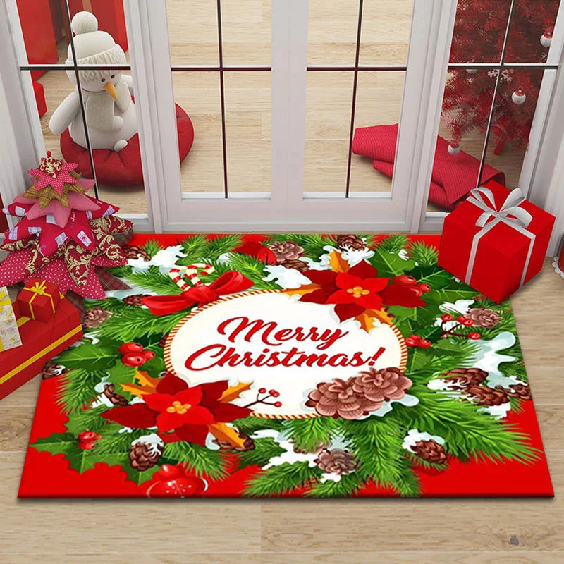 Merry Christmas Santa Claus Home Entrance Decoration Carpet Door Mat Non-Slip Hallway Bedroom Bathroom Mat Living Room Rugs floor mat