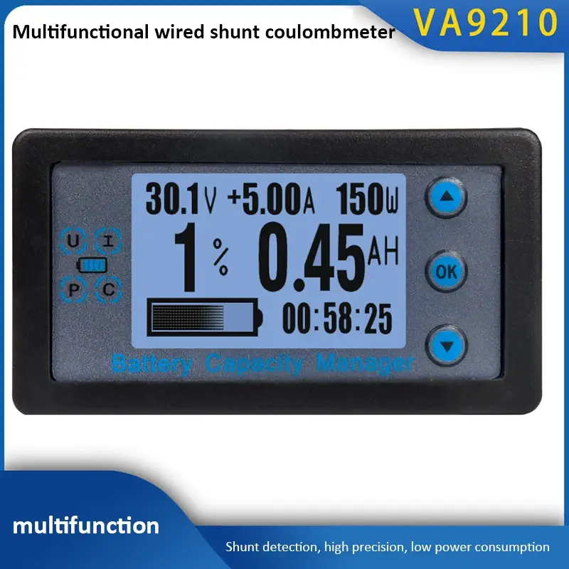 Wired Shunt Coulombmeter DC 8-120V 100/200/300/500A Energy Meter Battery Capacity Tester Low Voltage Alarm LCD Ammeter Voltmeter image 2
