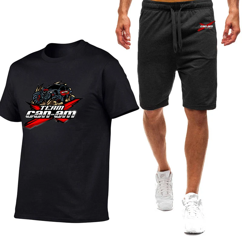 

Can Am Team Spyder Motorcycles Men's New Summer Sportswear Short Sleeve Breathable Round Neck T-Shirts Tops Shorts wear Suit