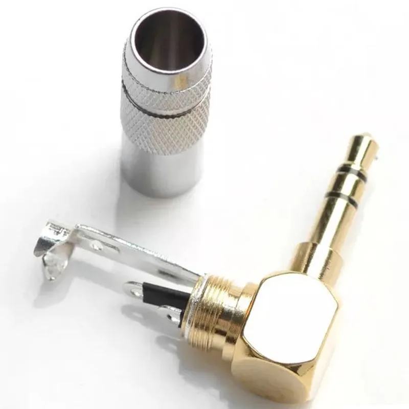 B68A 3.5mm L Shape Jack Gold Plated 90 Degree Angle Audio Connector Audio Plug Silver