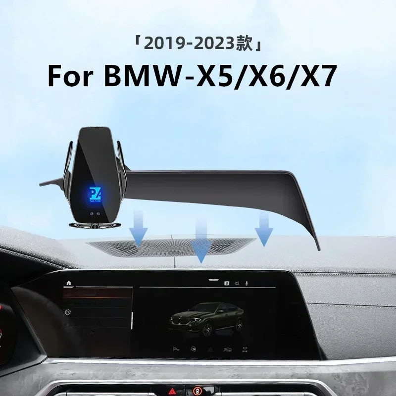 

For 2019-2023 BMW X5 X6 X7 Phone Holder with Screen Car Charger Wireless Navigation GPS Mounting Bracket for Phones Size 12.3 In