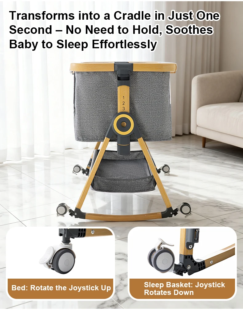 Baby Crib 3 in 1 Baby bed Portable Foldable Adjustable Height Rotatable Wheels Shaker Bassinet With Mosquito Net for Newborn Se2bc1c3a751f4f0a98dc0dcceb8898d7m