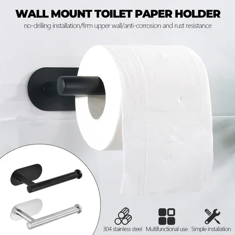 

Roll Paper Holder Stainless Steel Wall Mount Kitchen Tissue Toilet Paper Bathroom Accessories Rack Holders Towel Accessory