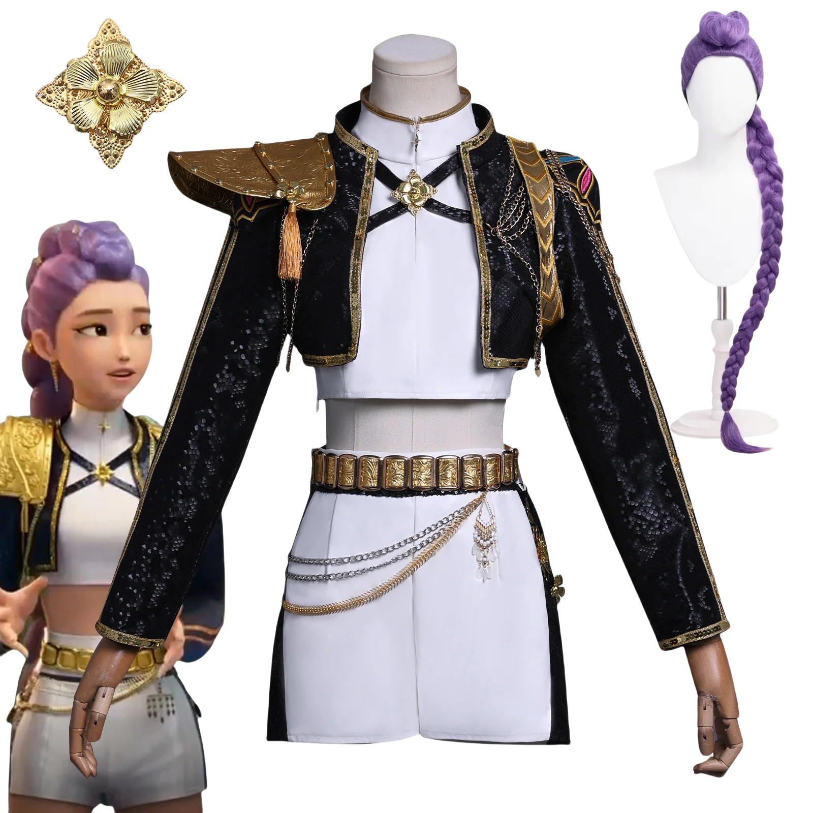 Rumi Costume Cosplay Anime KPop Rum Costume Parrucca Donna Ragazza Uniforme Natale Halloween Adulto Festa per bambini Invia urgente
